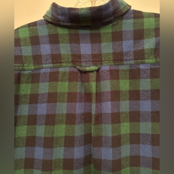 Eddie Bauer Men’s XL Flannel Shirt | Blue Green Plaid | 100% Cotton - Picture 5 of 8